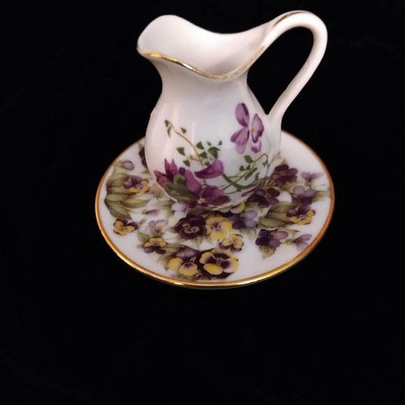 Vintage Other - Vintage Mini Purple Flowers Pitcher / Plate